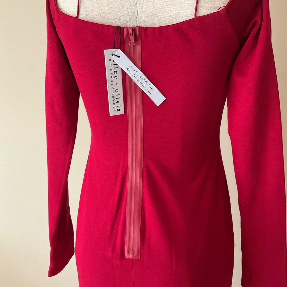 NWT Alice & Olivia Dorinda Red Off The Shoulder Midi Dress - Picture 5 of 16